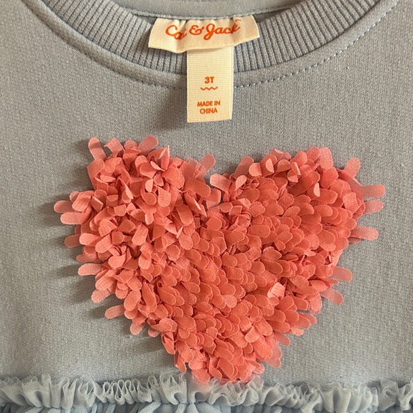 Cat & Jack Blue Dress with Textured Pink Heart valentines size 3t - Picture 2 of 6